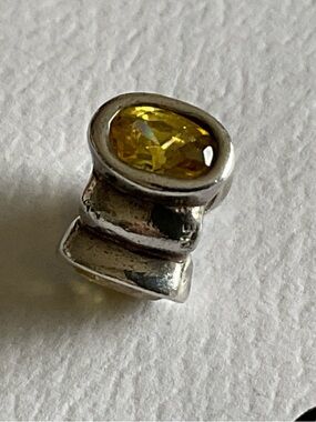 Pandora Silver Charm with Yellow Faceted Stone